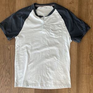 Sun + Stone Men's Arizona 2 Tone Light/Dark Blur‎ Henley Shirt Size L